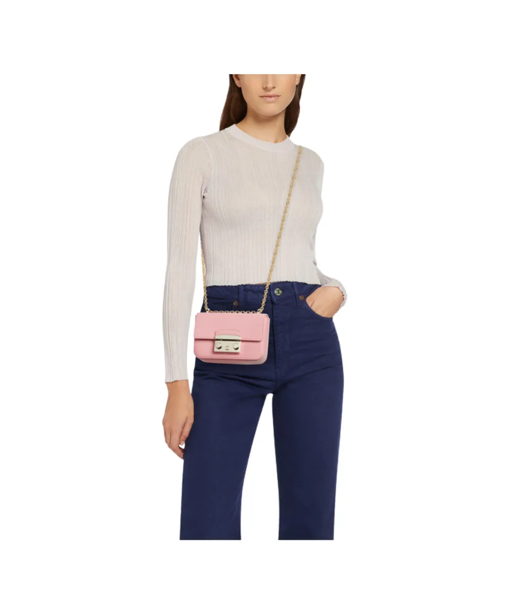 FURLA METROPOLIS MINI CROSSBODY BAG IN PINK