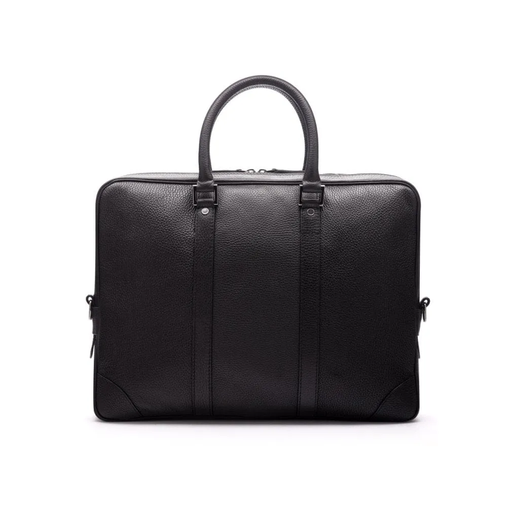 Gainsborough Leather 15" Laptop Bag - Black With Gunmetal