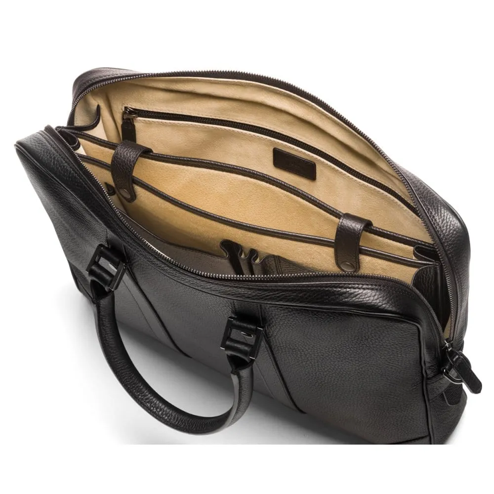Gainsborough Leather 15" Laptop Bag - Black With Gunmetal