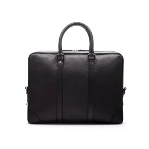 Gainsborough Leather 15" Laptop Bag - Black With Gunmetal