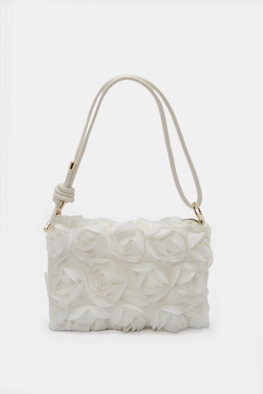 Girls White Floral Embellished Crossbody Bag