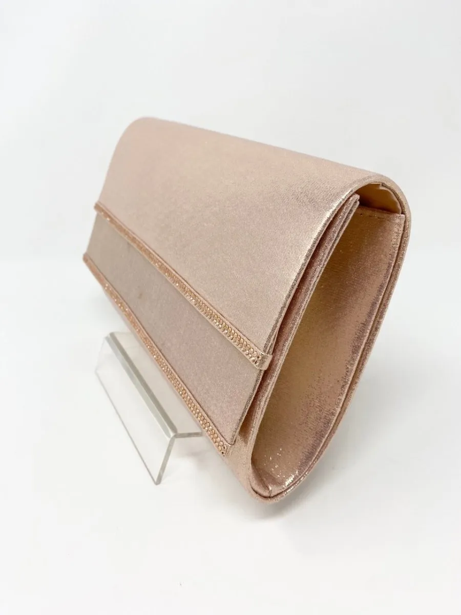 Glamour Alanis Rose Gold Diamante Box Clutch Bag