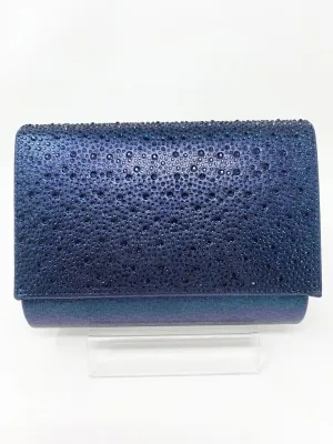 Glamour Ava Navy Diamante Box Clutch Bag