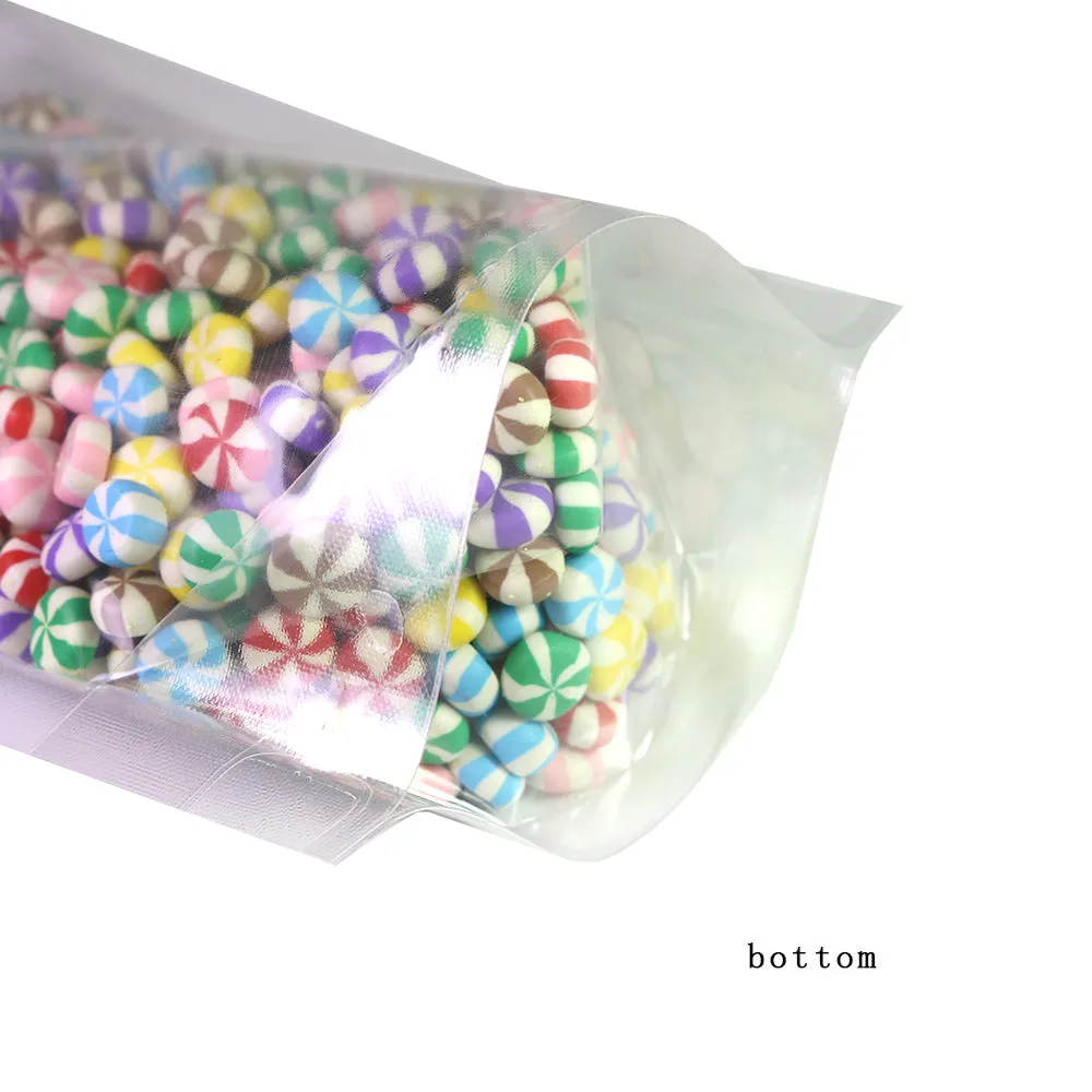 Glossy Clear Plastic Mylar Stand Up Packaging Bag Dry Follow Liquid Storage Reusable Eco Zip Lock Pouch