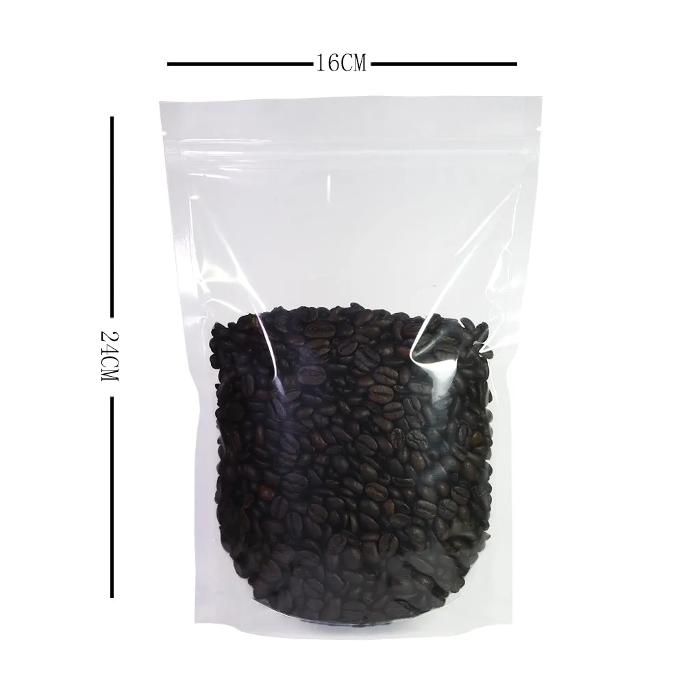 Glossy Clear Plastic Mylar Stand Up Packaging Bag Dry Follow Liquid Storage Reusable Eco Zip Lock Pouch