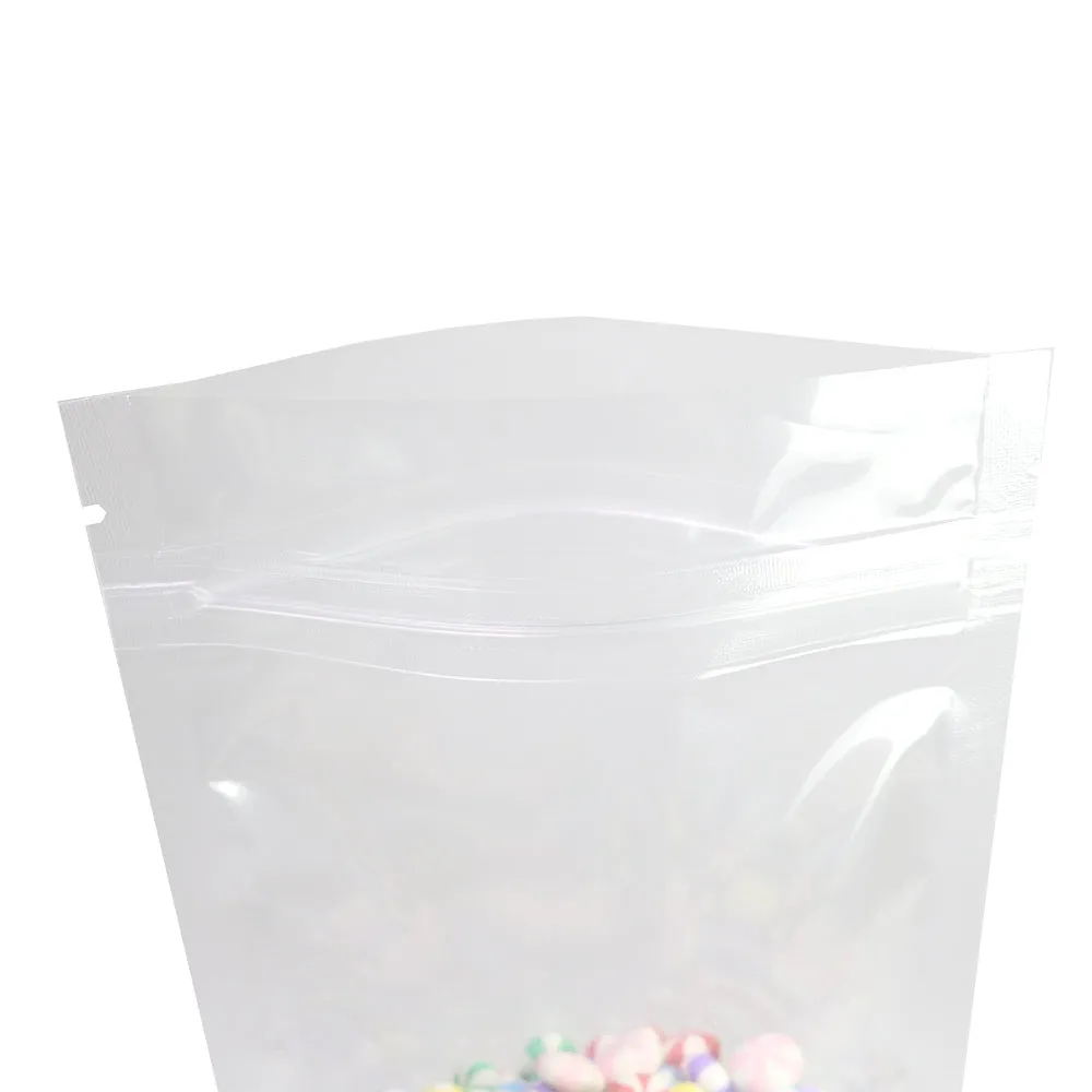 Glossy Clear Plastic Mylar Stand Up Packaging Bag Dry Follow Liquid Storage Reusable Eco Zip Lock Pouch
