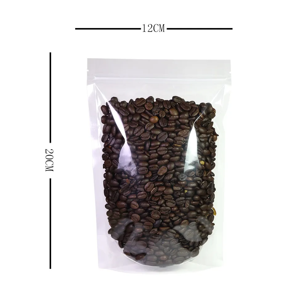 Glossy Clear Plastic Mylar Stand Up Packaging Bag Dry Follow Liquid Storage Reusable Eco Zip Lock Pouch