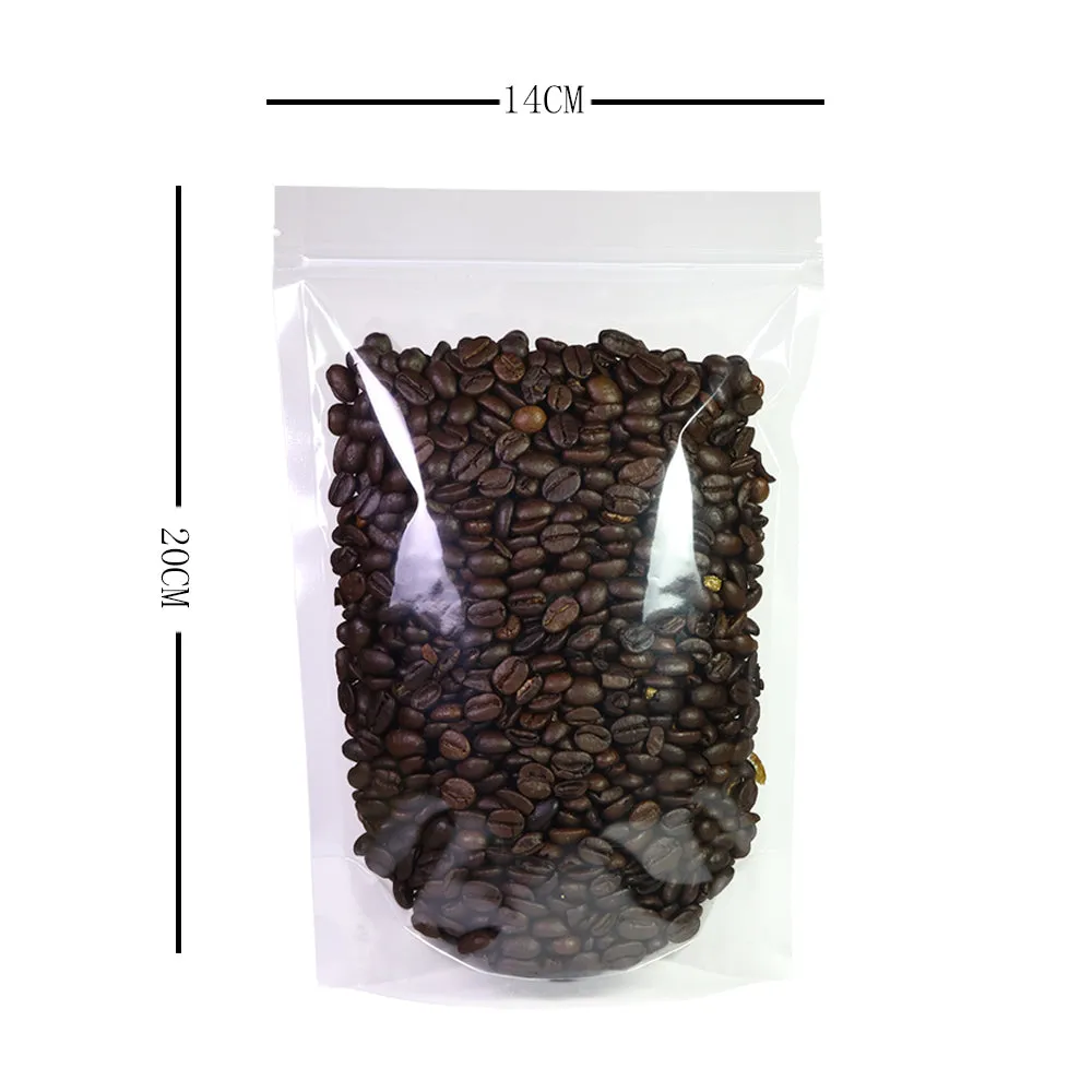 Glossy Clear Plastic Mylar Stand Up Packaging Bag Dry Follow Liquid Storage Reusable Eco Zip Lock Pouch