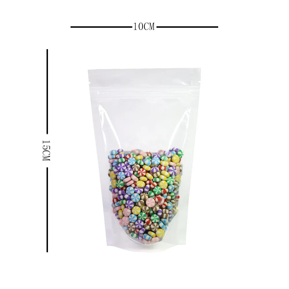 Glossy Clear Plastic Mylar Stand Up Packaging Bag Dry Follow Liquid Storage Reusable Eco Zip Lock Pouch