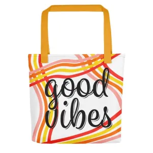 Good Vibes Waves Tote Shopping Tote Shopper Bag - White