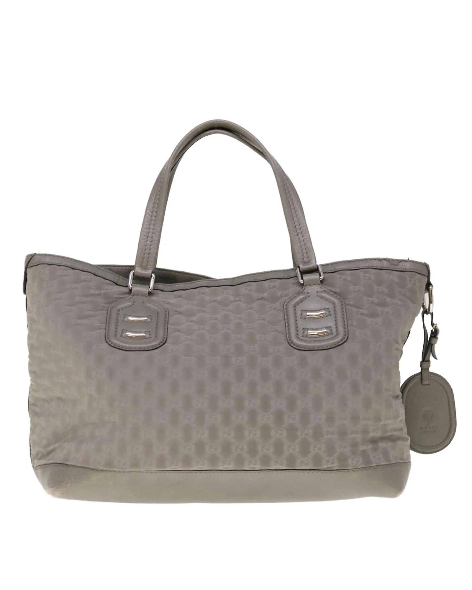Gray Nylon Tote Bag with Name Tag - Italian-Made