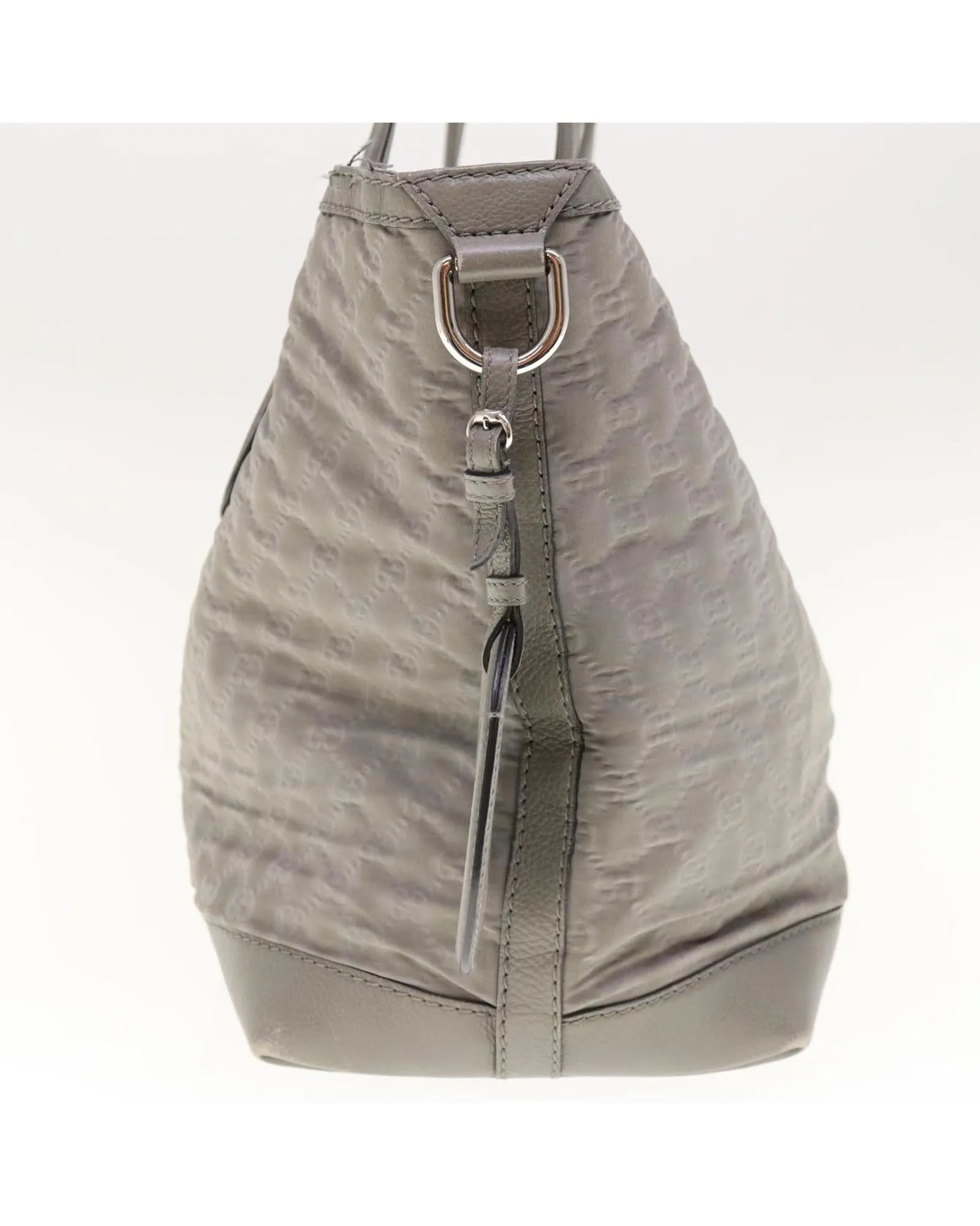 Gray Nylon Tote Bag with Name Tag - Italian-Made