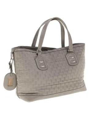 Gray Nylon Tote Bag with Name Tag - Italian-Made