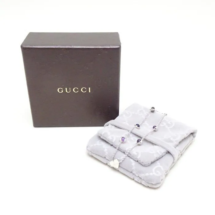 Gucci Heart Tag Bracelet Amethyst Size 8