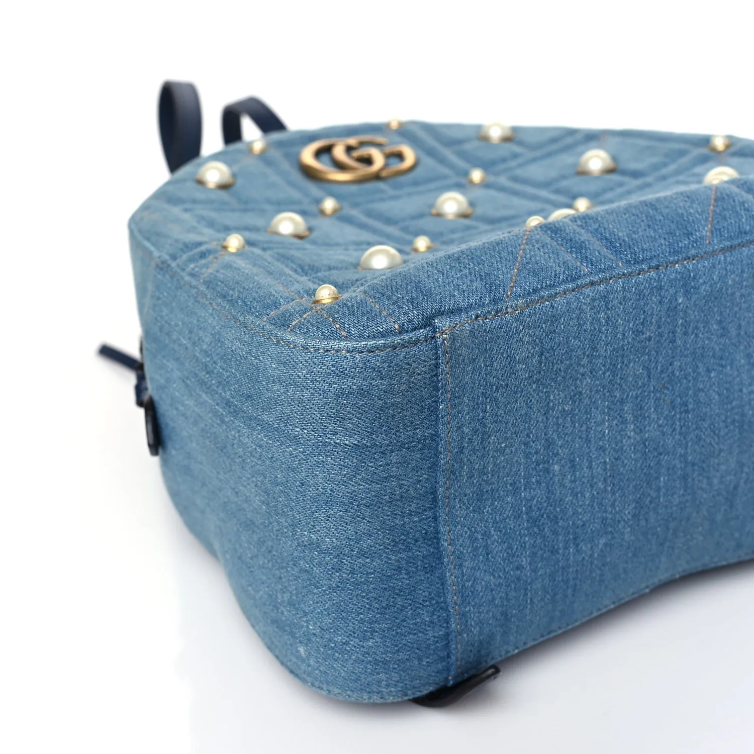 Gucci Kura Denim Matelasse Cubic Pearl