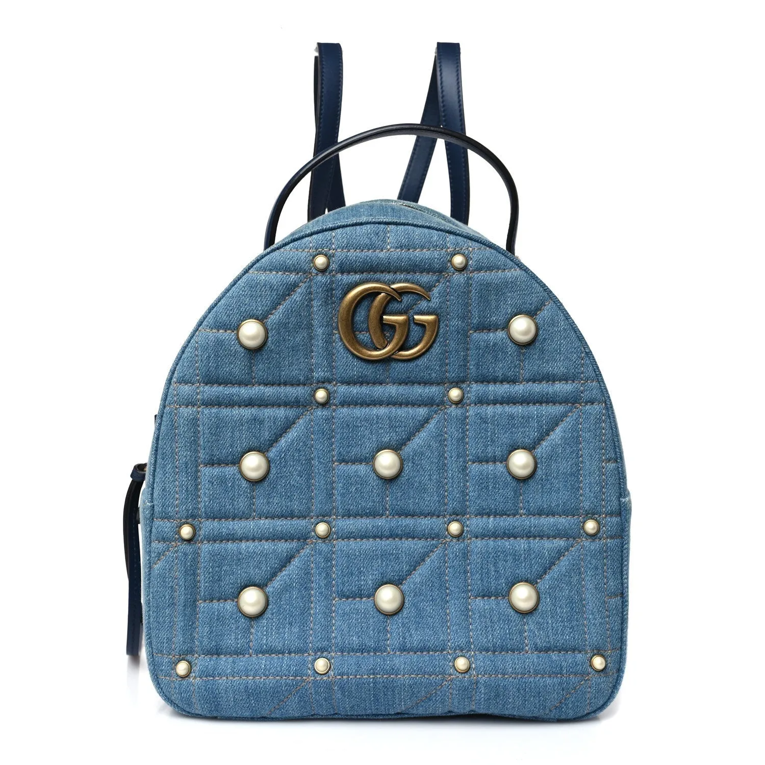 Gucci Kura Denim Matelasse Cubic Pearl