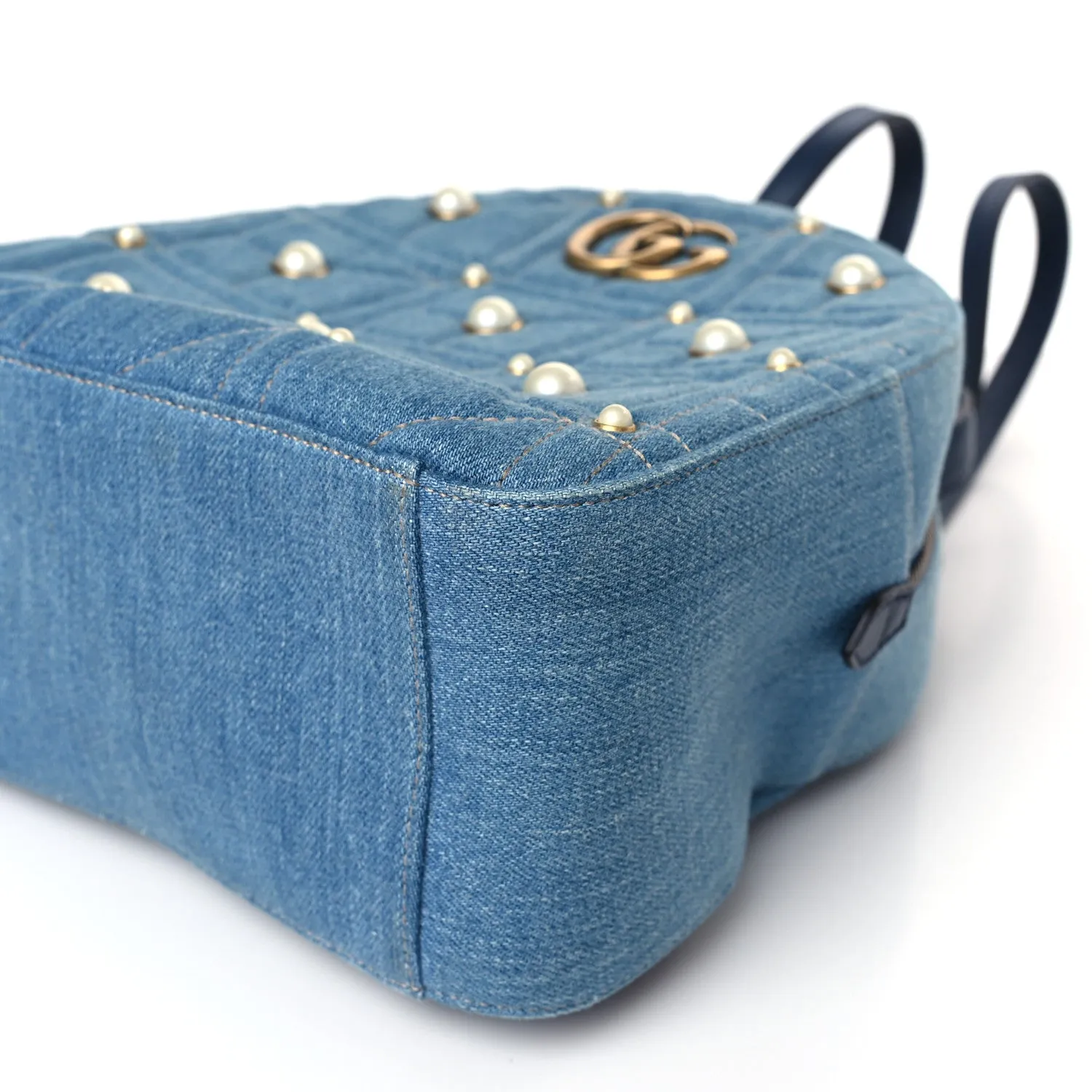 Gucci Kura Denim Matelasse Cubic Pearl