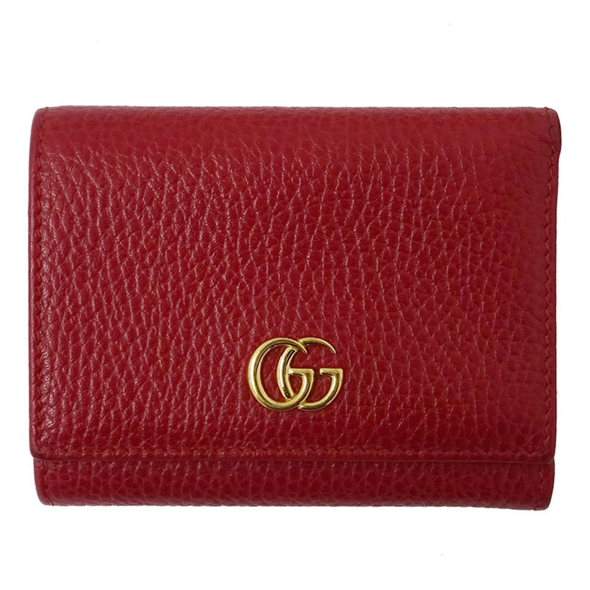 Gucci Wallet Women's Trifold Petit Marmont Leather 474746 Red Compact