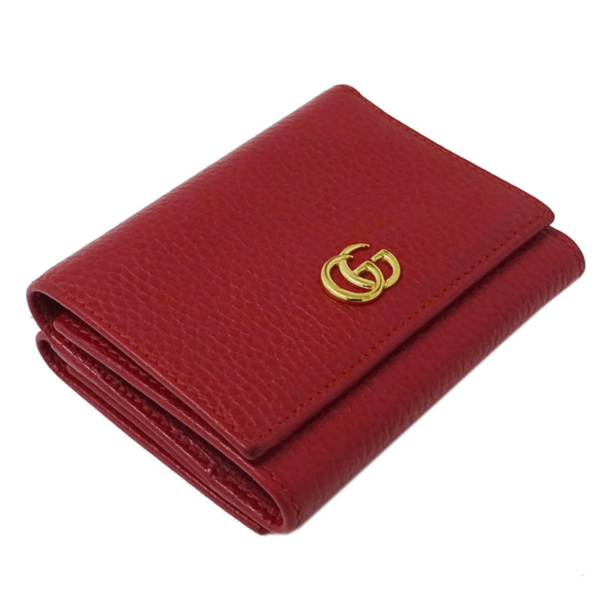 Gucci Wallet Women's Trifold Petit Marmont Leather 474746 Red Compact