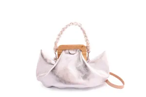 HALFMOON BAG metallic leather silver