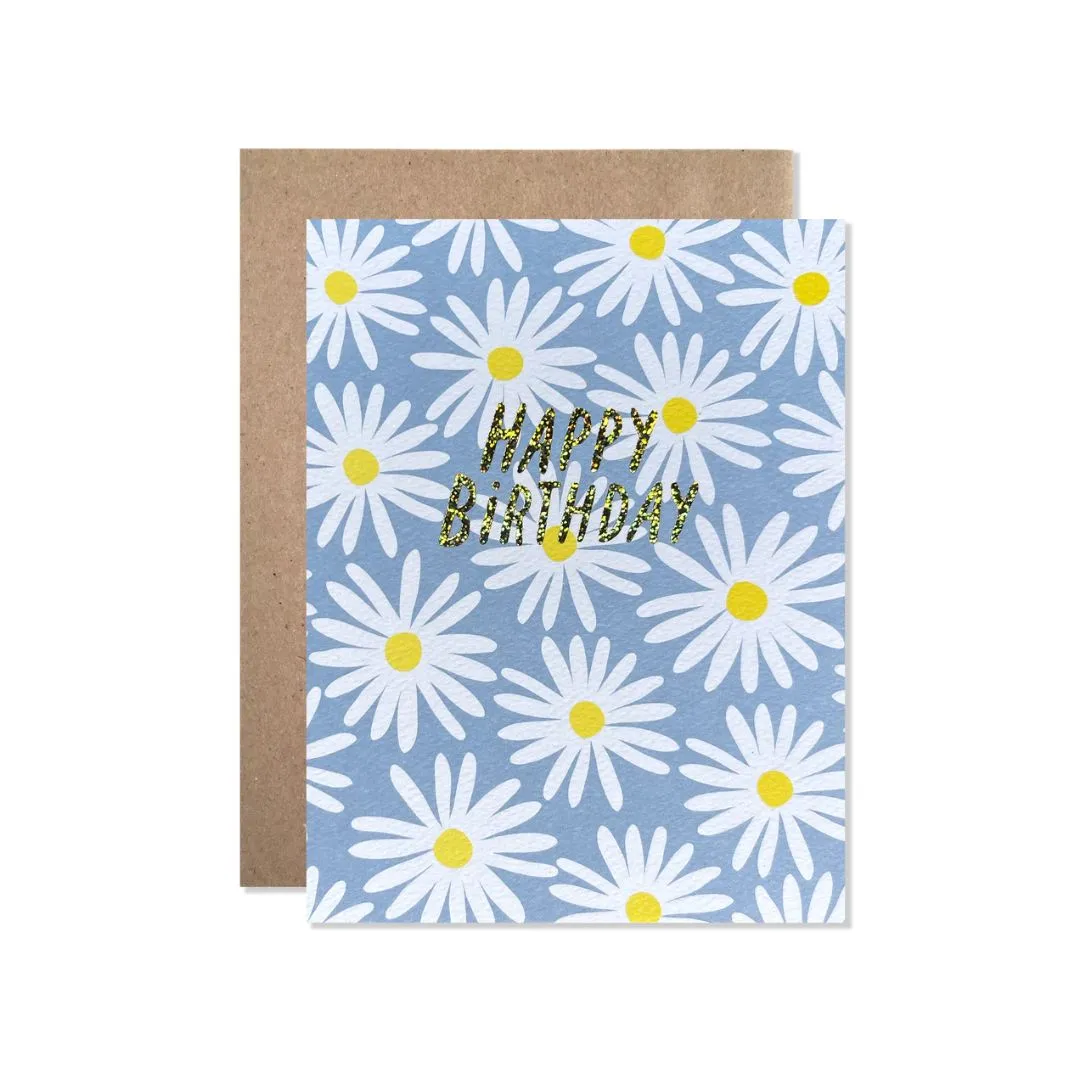 Happy Birthday Daisies Card (Blue)