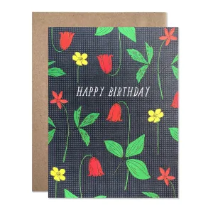 Happy Birthday Garden Navy Tulips Card