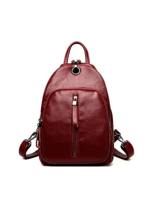 Headphone Function Women Leather Backpack Bags