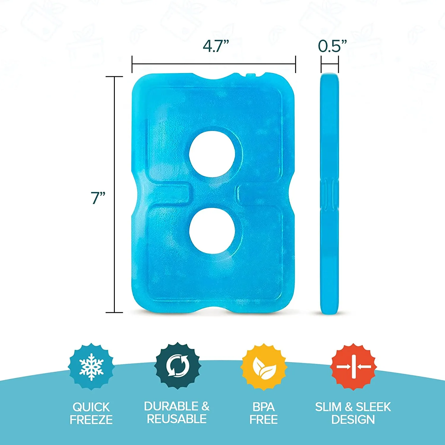 Healthy Packers Ice Packs for Lunch Boxes & Coolers | Slim & Long-Lasting Reusable Ice Pack for Lunch Box | Great for the Beach & Camping (Set of 4)