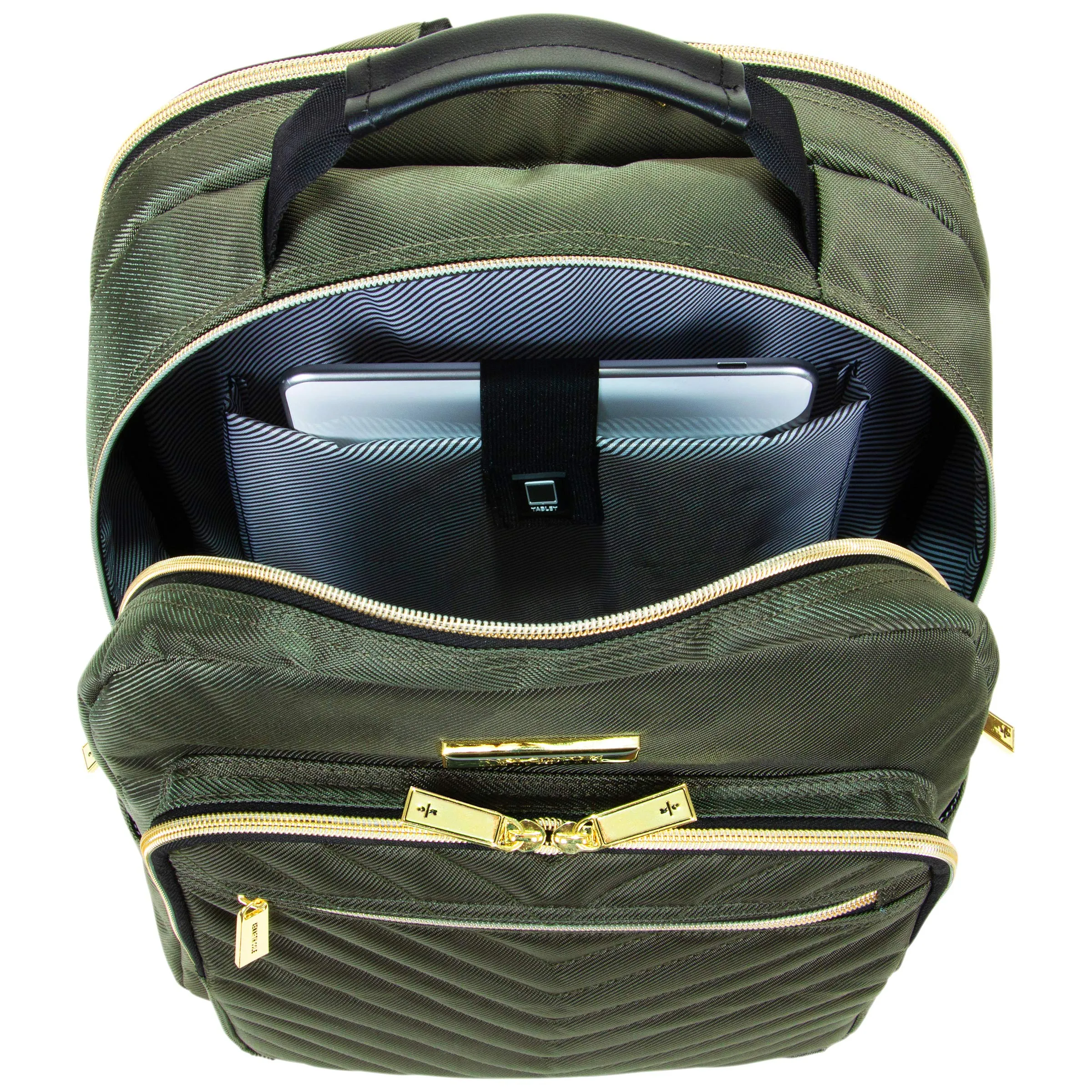 Kenneth Cole Reaction Women's Chelsea Chevron Quilted 15-Inch Laptop & Tablet Fashion Travel Backpack, Olive, Laptop