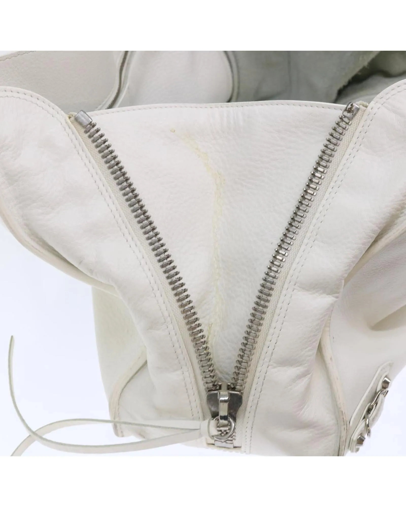 Leather Hand Bag with Mirror and Rubbing Stains