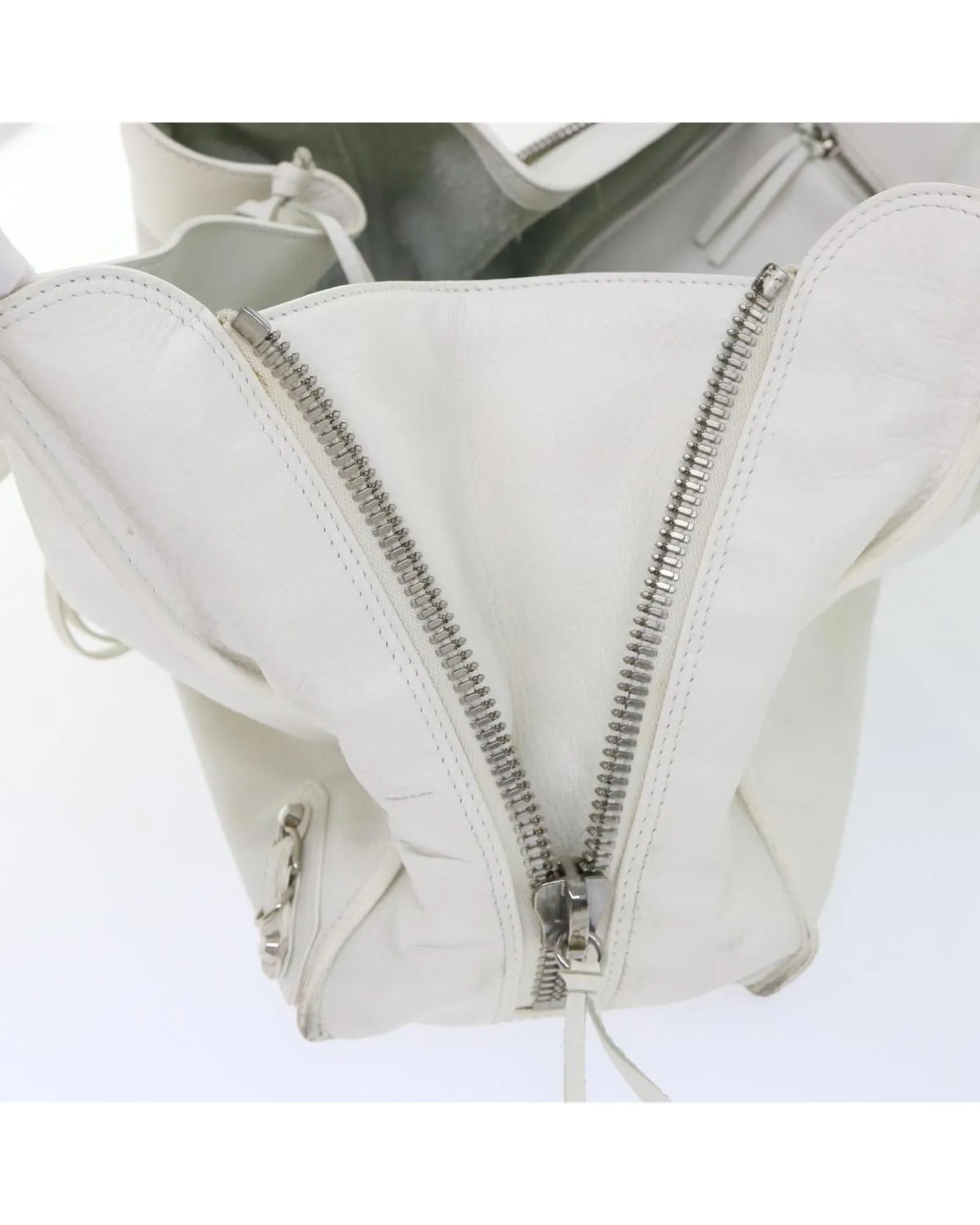 Leather Hand Bag with Mirror and Rubbing Stains