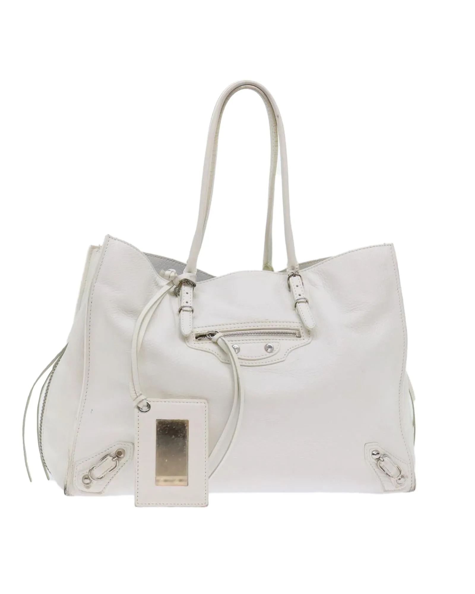 Leather Hand Bag with Mirror and Rubbing Stains