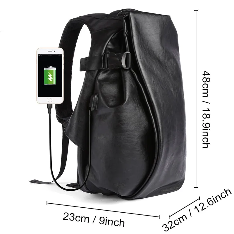 Leather School Backpack Bag