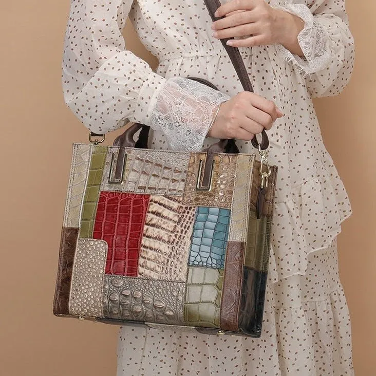 LeatherLux Exotic Chic Women's Shoulder Bag