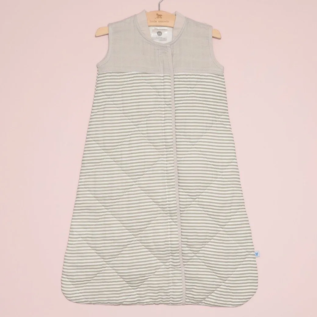 Little Unicorn Cotton Muslin Quilted Sleep Bag - Grey Stripe