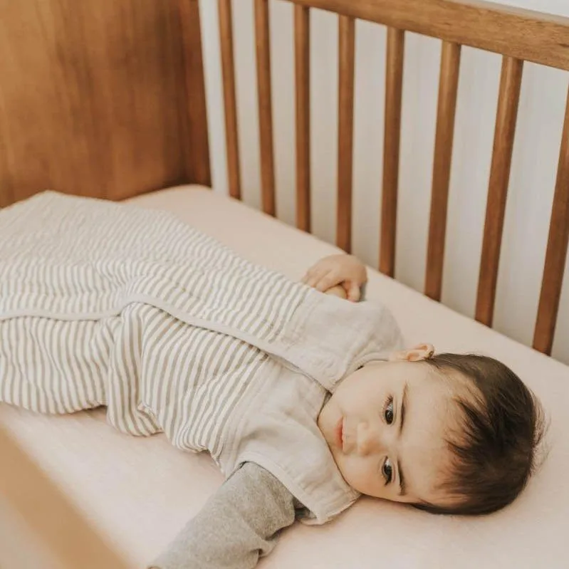 Little Unicorn Cotton Muslin Quilted Sleep Bag - Grey Stripe