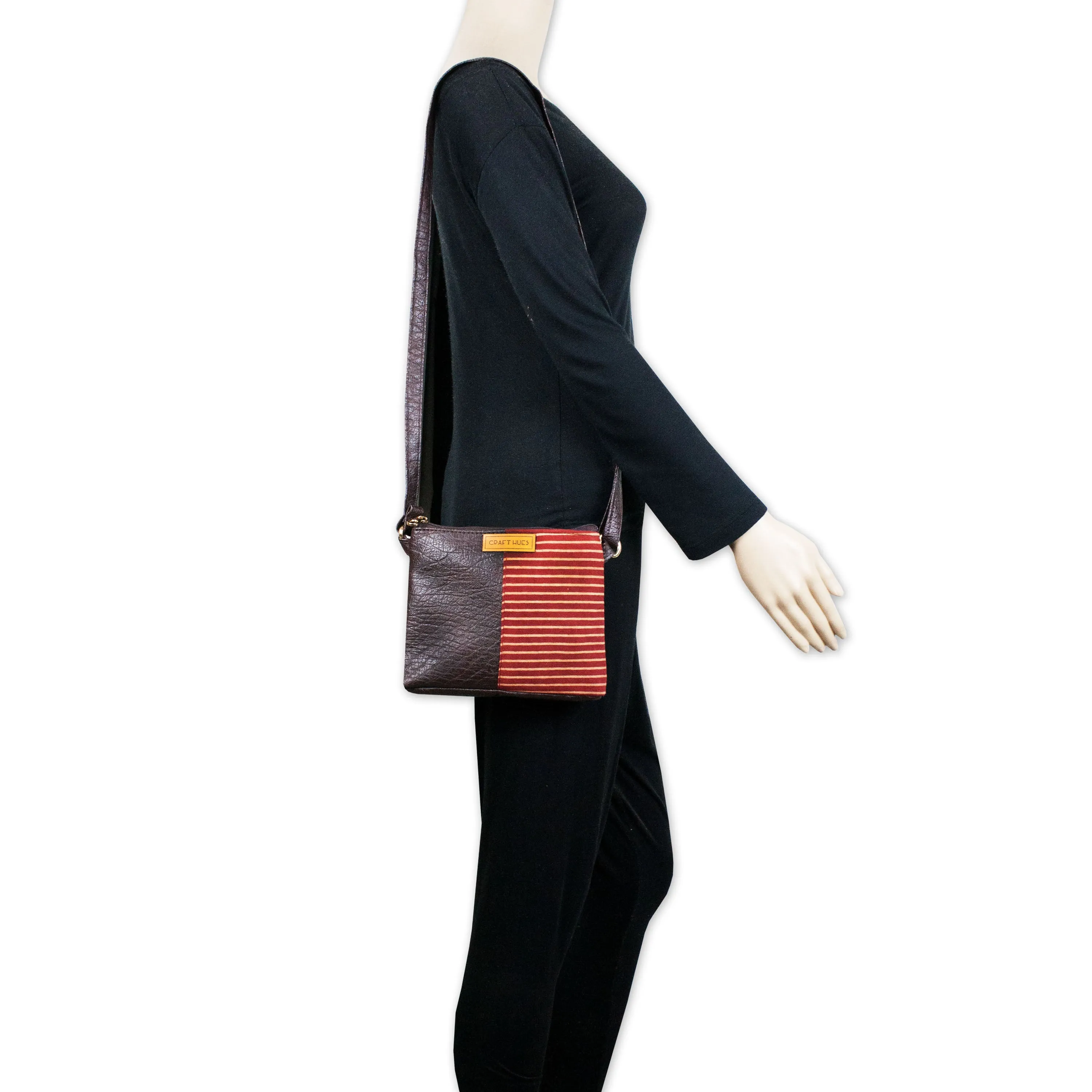 Maroon Lines Mobile Sling Bag