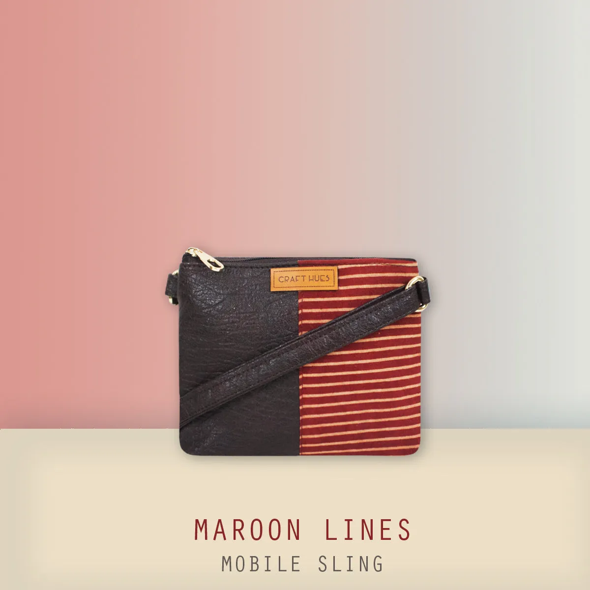 Maroon Lines Mobile Sling Bag