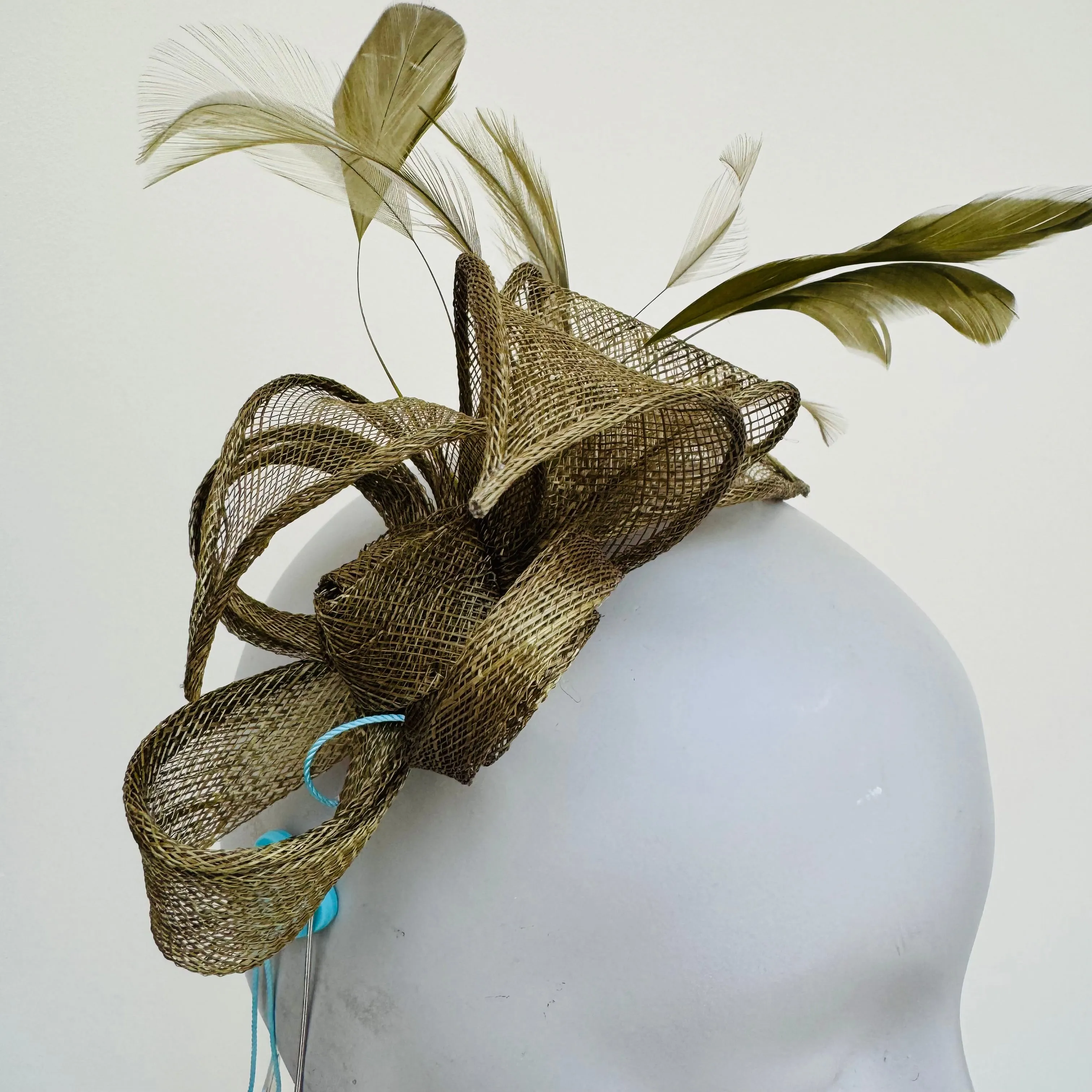 Max and Ellie BF3 Small Fascinator on Headband in Greens