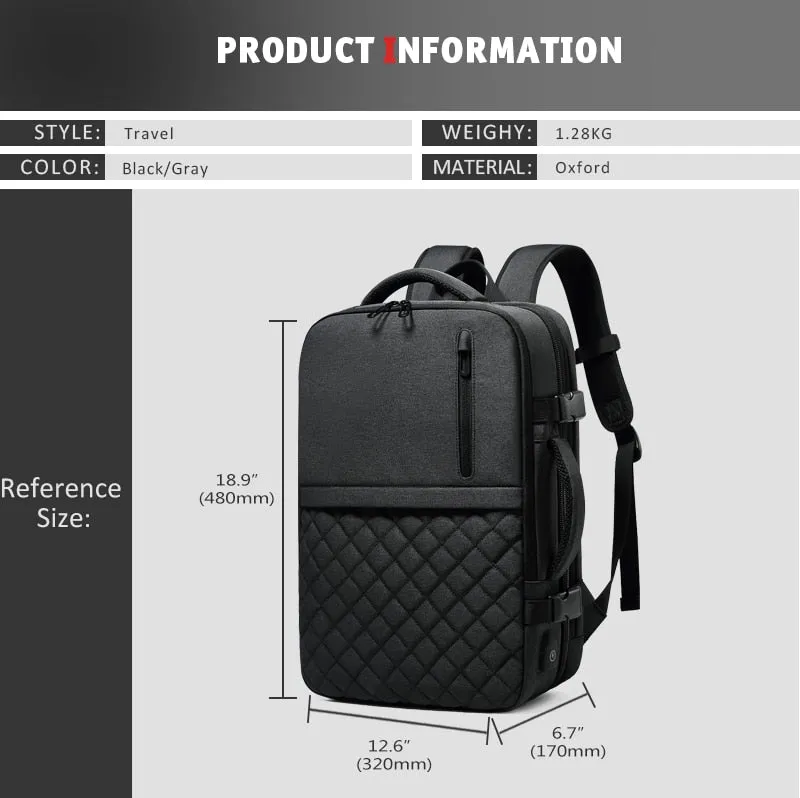 Men's Backpack Multi-layer 15.6 inch Laptop Bag USB Charging Port