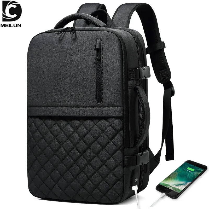 Men's Backpack Multi-layer 15.6 inch Laptop Bag USB Charging Port