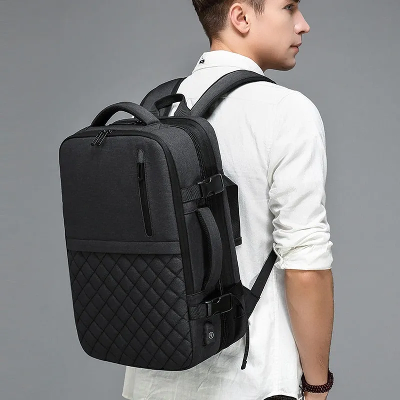 Men's Backpack Multi-layer 15.6 inch Laptop Bag USB Charging Port