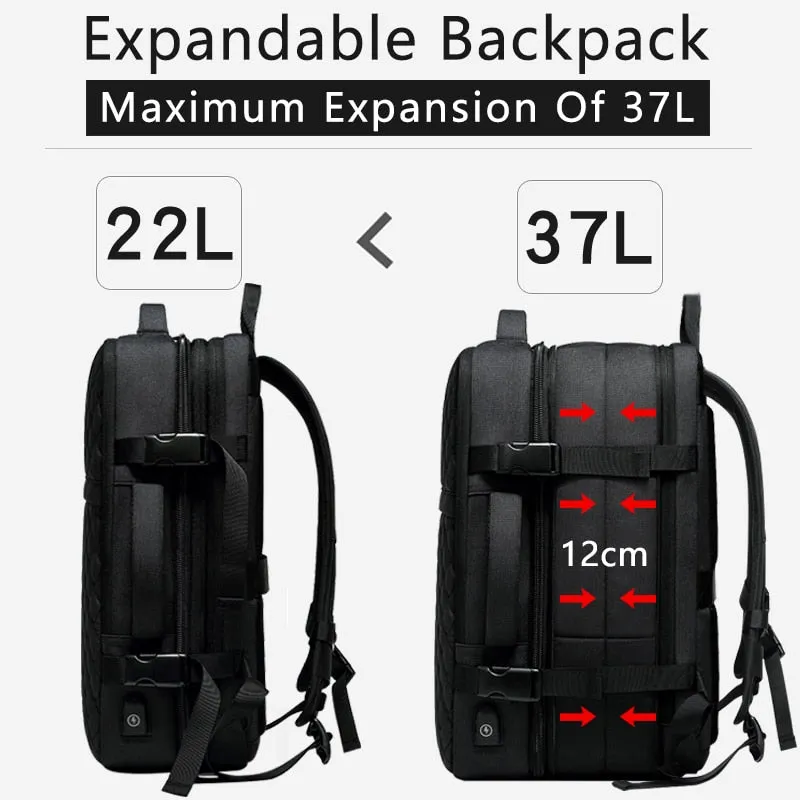 Men's Backpack Multi-layer 15.6 inch Laptop Bag USB Charging Port