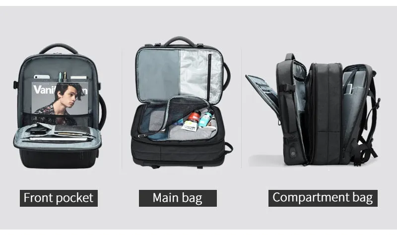 Men's Backpack Multi-layer 15.6 inch Laptop Bag USB Charging Port