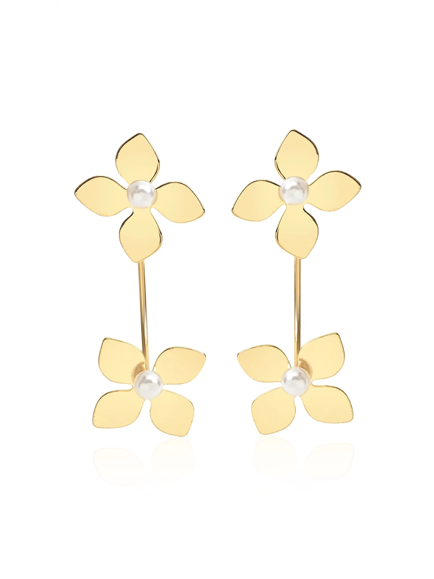 Metallic Floral Statement Earrings