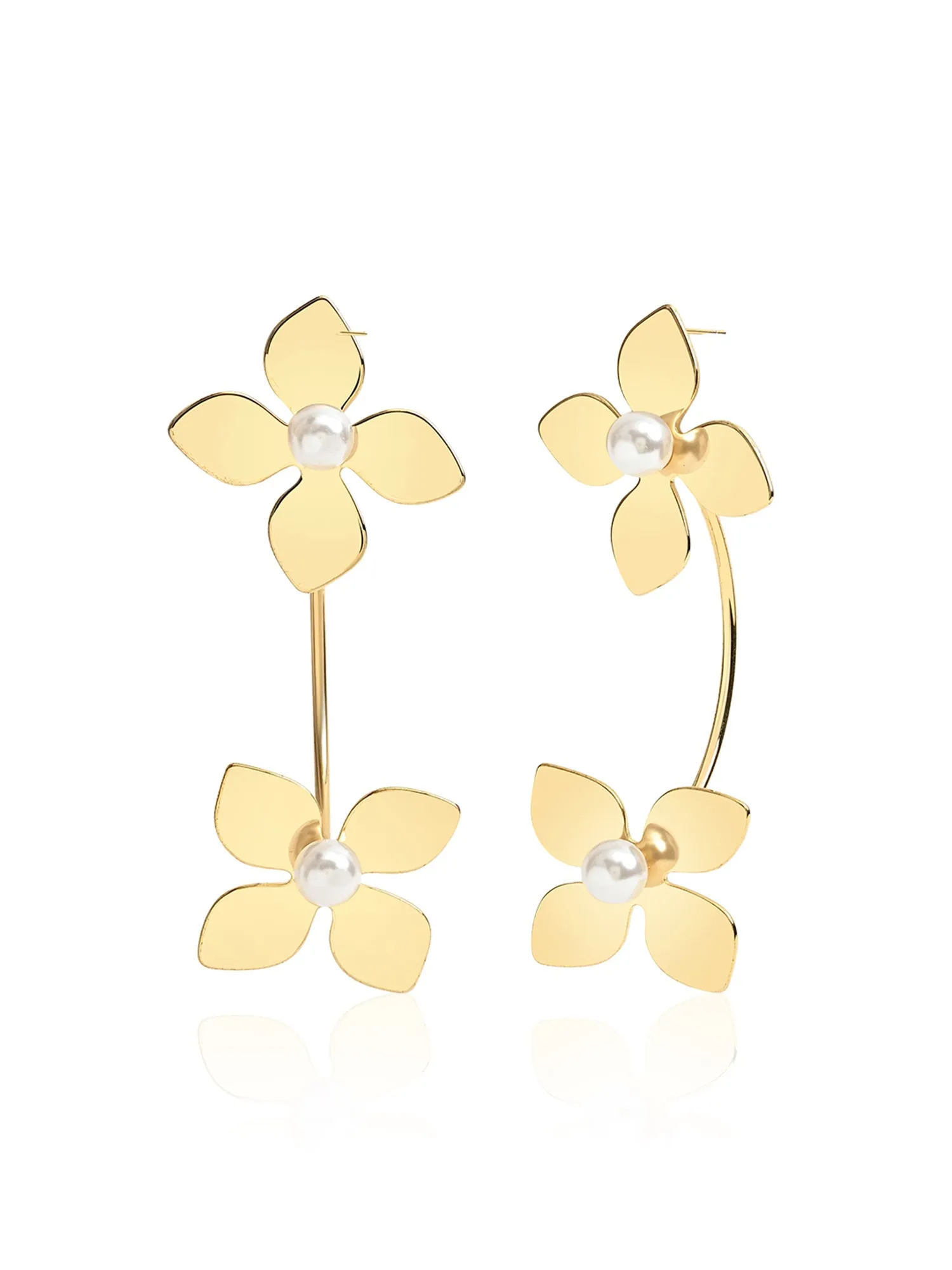 Metallic Floral Statement Earrings