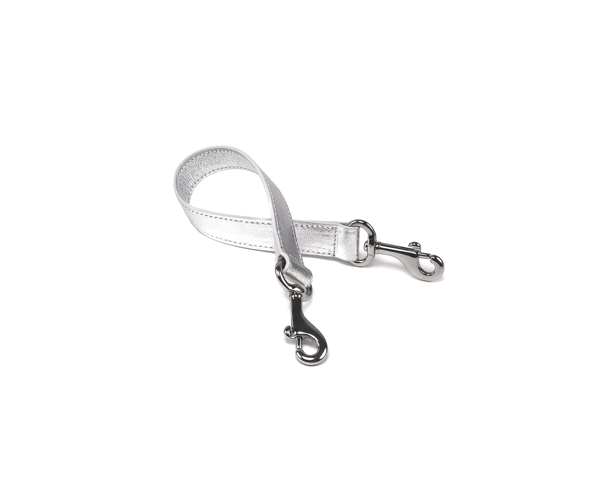 Mini Strap in Silver Metallic Leather
