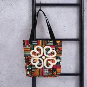 Minimalist Nyame Dua Adinkra Kente Tote bag - The Perfect Ghana Gift