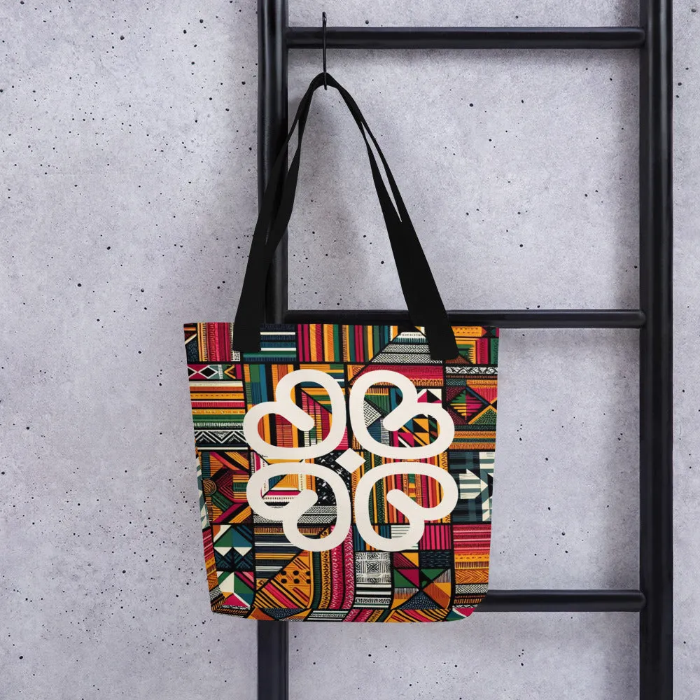 Minimalist Nyame Dua Adinkra Kente Tote bag - The Perfect Ghana Gift