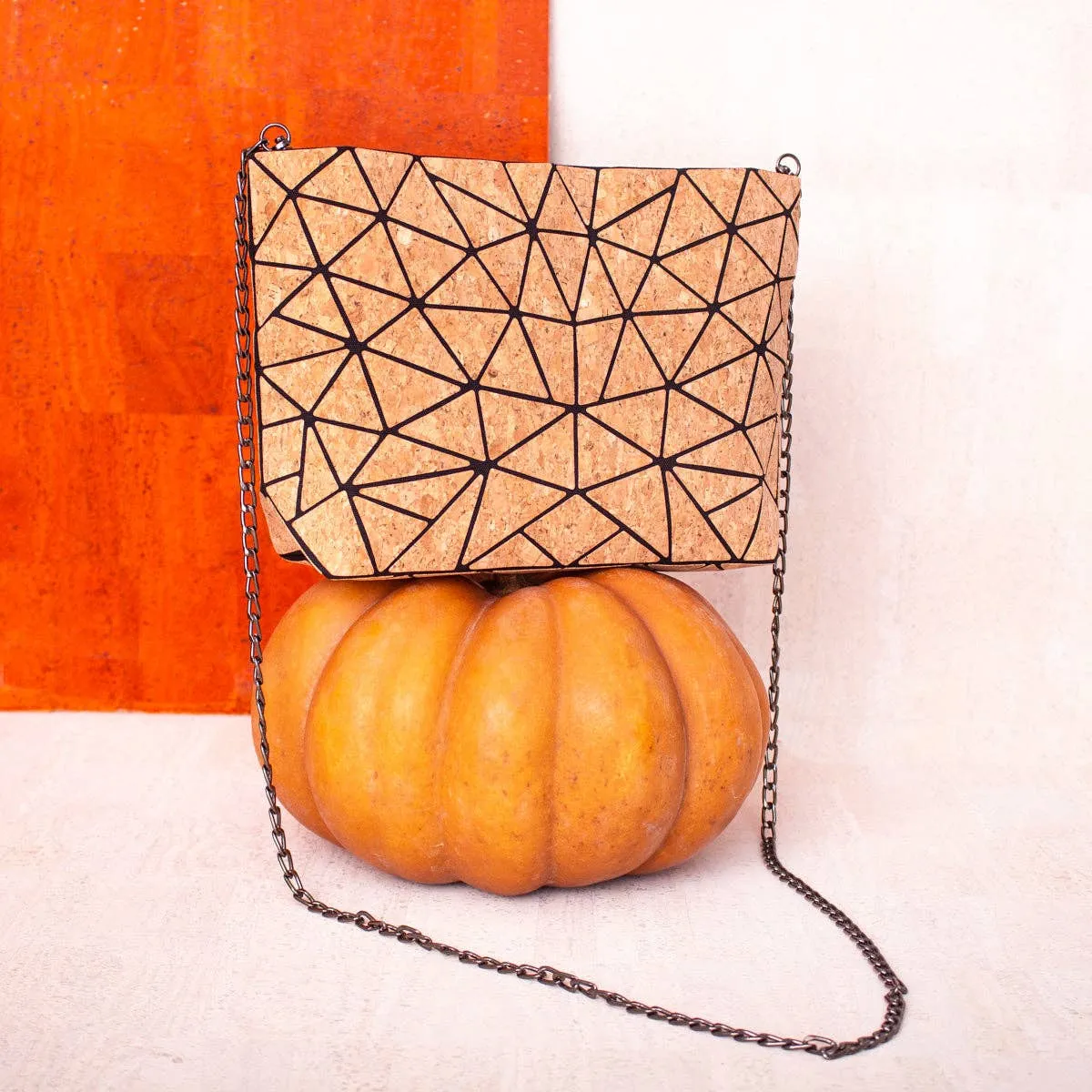 Natural Cork Geometric Chain Crossbody cork Bag  BAG-2027